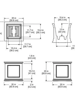 Fairfield Self-Watering Square Planter, 20” X 20” -GardenPro Shop 39618 16V tif