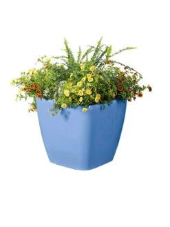 Viva Square Self-Watering Rolling Planter, 14" Diameter -GardenPro Shop 8589777BL 6080 tif
