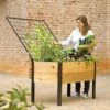 Elevated Planter Box And Space-Maker Pivoting Trellis Set, 2' X 4'