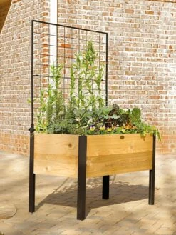 Elevated Planter Box And Space-Maker Pivoting Trellis Set, 2' X 4' -GardenPro Shop 8590247 550 tif