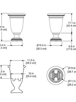 Ellington Self-Watering Urn Planter, 24" -GardenPro Shop 8600110 11V tif