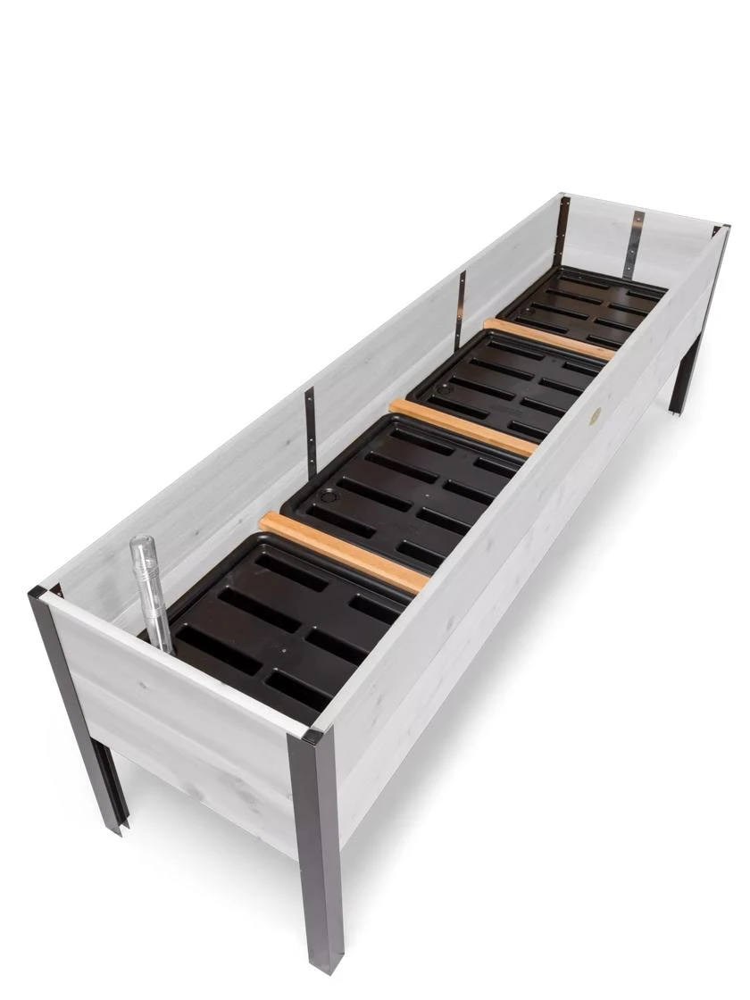 Self-Watering Eco-Stained Elevated Planter Box, 2' X 8' 1 Self-Watering Eco-Stained Elevated Planter Box, 2' X 8'