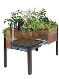 Self-Watering Eco-Stained Elevated Planter Box, 2' X 8' 22 Self-Watering Eco-Stained Elevated Planter Box, 2' X 8' -GardenPro Shop 8609009 SW insert art 2021 tif 2