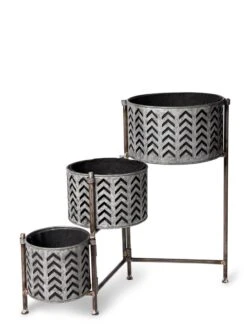 Galvanized Grow Bag Triple Planters With Stand -GardenPro Shop 8609180 4812 tif