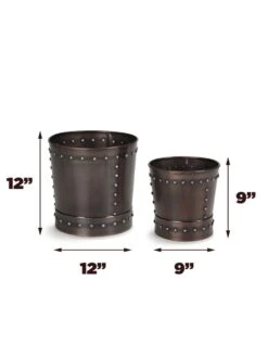 Riveted Planters, Set Of 2 -GardenPro Shop 8610032 03v