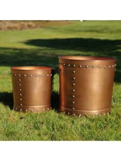 Riveted Planters, Set Of 2 -GardenPro Shop 8610081 03v