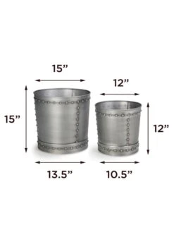 Riveted Planters, Set Of 2 -GardenPro Shop 8610081 08v