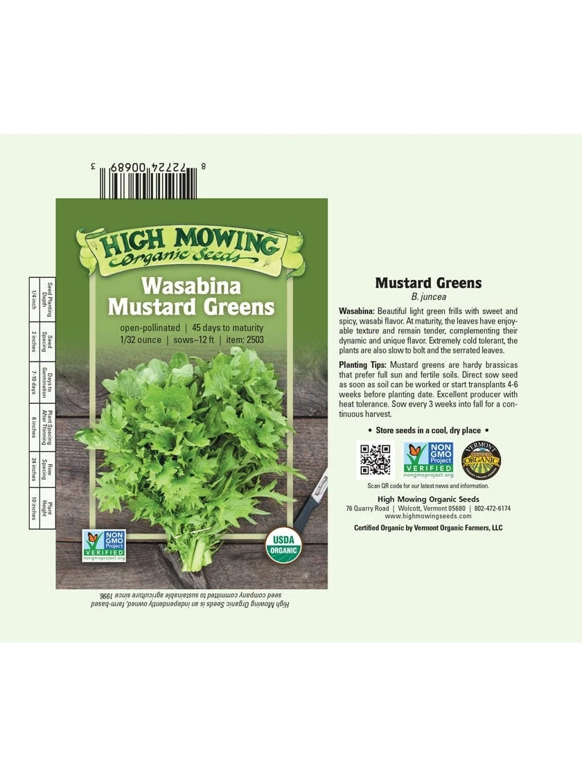 Wasabina Mustard Greens Organic Seeds 2 Wasabina Mustard Greens Organic Seeds - Image 2