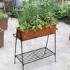 Rectangular Corten Planter And Stand
