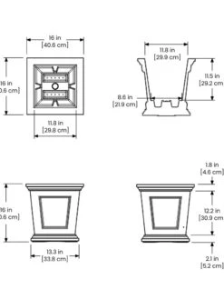 Fairfield Self-Watering Square Planter, 16” X 16” -GardenPro Shop 8611695 19V tif