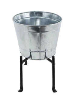 Achla Designs Mini Oval Galvanized Tub With Folding Stand -GardenPro Shop 8612906 05v