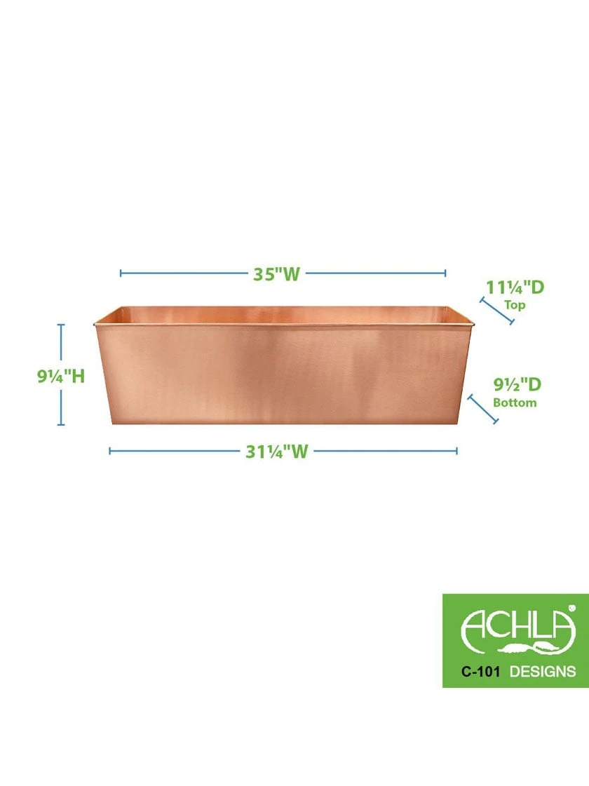 Achla Designs Solid Copper Flower Box, Large 1 Achla Designs Solid Copper Flower Box, Large