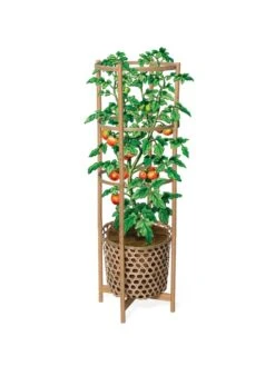 Elevated Bamboo Tomato Planter And Trellis -GardenPro Shop 8613502 art flat